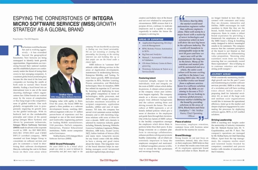 IMSS is featured in October issue of The CEO Magazine